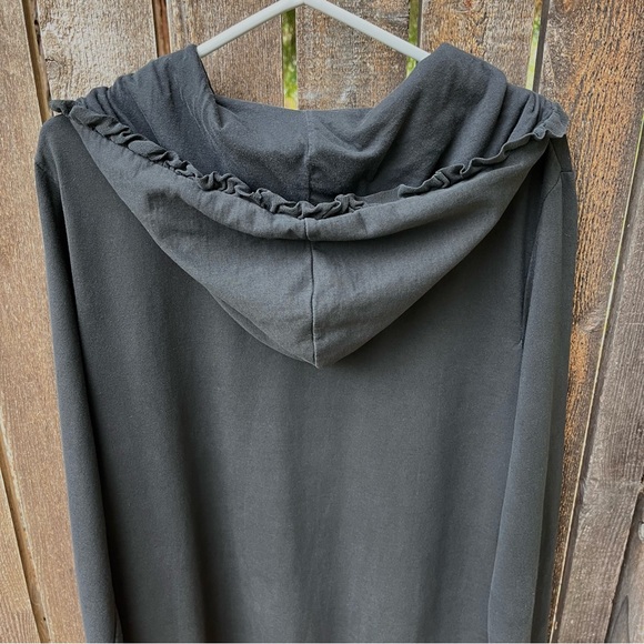 Ours Wm’s Ruffle Hooded Button Down Duster Jacket In Black Sz XL - Picture 5 of 15